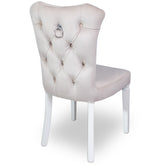 Scaun tapitat AYA , lemn alb - catifea bej